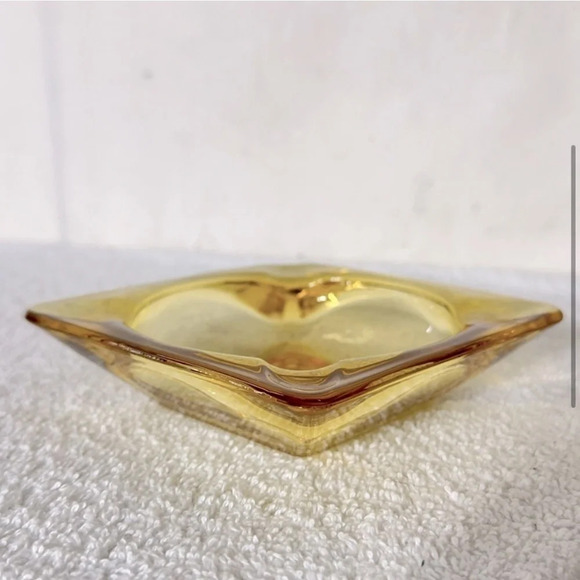 Vintage Amber Glass Square Ashtray Candy Dish Trinket Dish - Picture 4 of 10